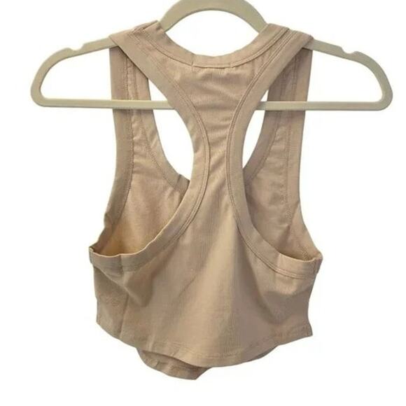 NWT WeWoreWhat Sleeveless Cropped Scoop Tank Top Cotton Racerback XXS Beige - Picture 5 of 15